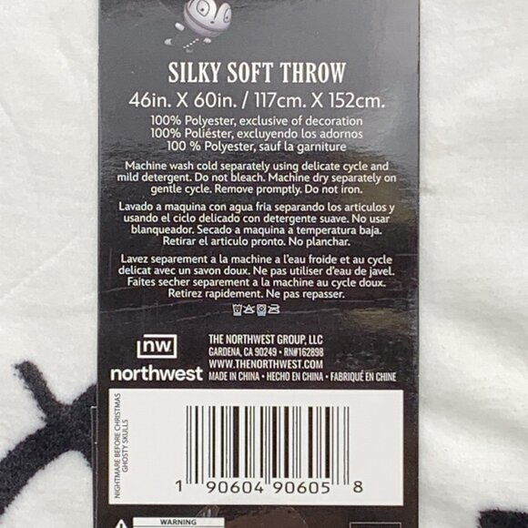 Nightmare Before Christmas Jack Skellington Silky Soft Throw Blanket, 46" x 60" - Picture 3 of 3